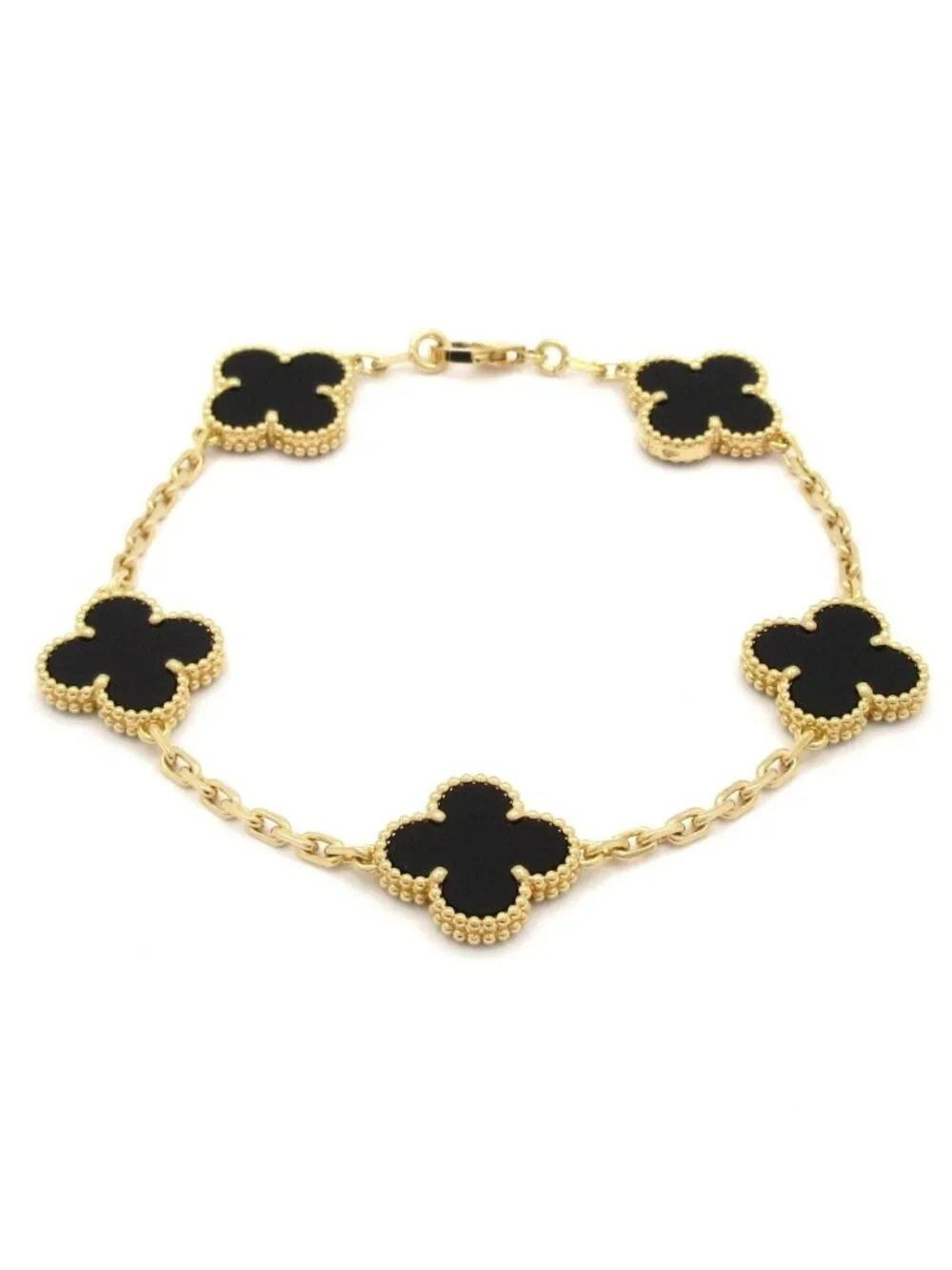 Van Cleef & Arpels Bracelet Vintage Alhambra 18k Yellow Gold Onyx Motif